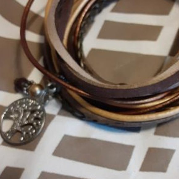 2 BOHO Tree of Life Leather Wrap Bracelets Browns - Picture 5 of 5